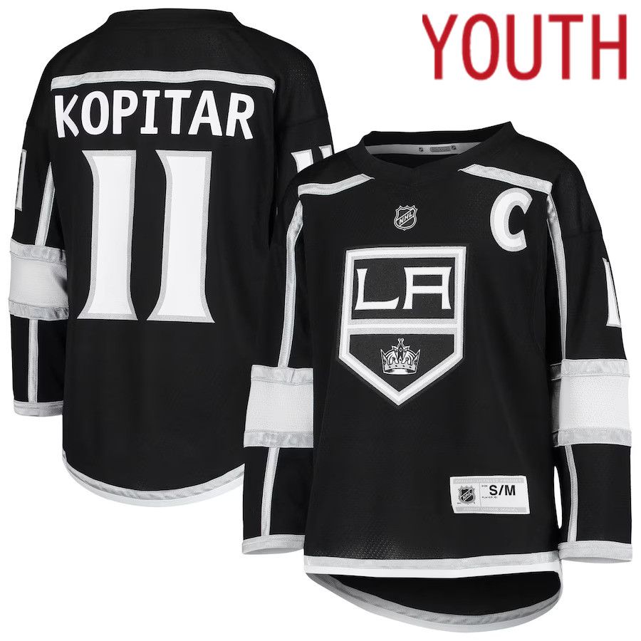 Youth Los Angeles Kings #11 Anze Kopitar Black Home Replica Player NHL Jersey